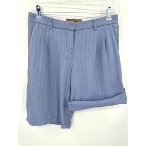 MASSIMO DUTTI Light Blue Roll Tab Linen Bermuda Shorts Size 36 26 US